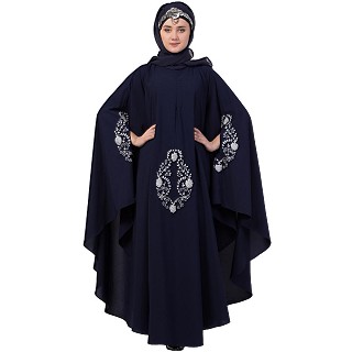 Designer Irani Kaftan with zari embroidery work-Navy blue